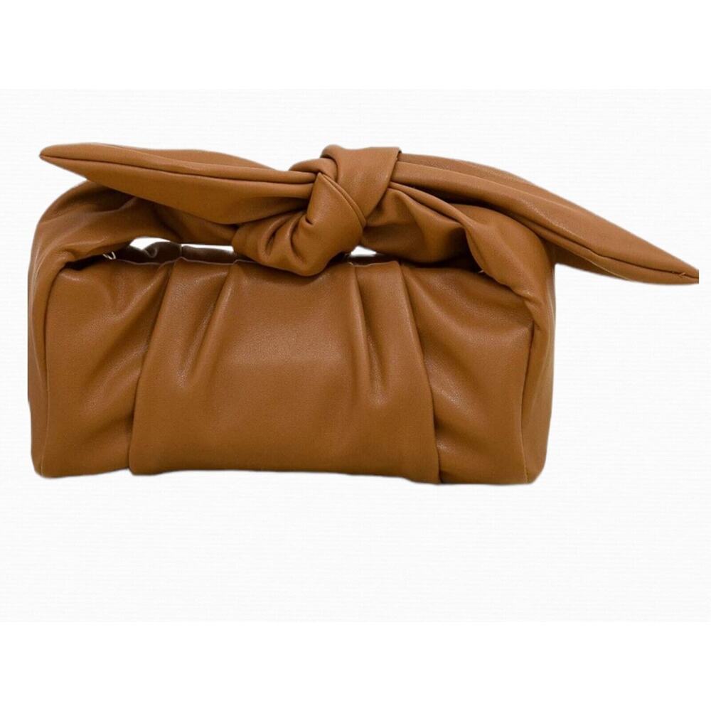 Designer Shoulder Bag Bow Tote Handbag Pleated Pouch Underarm vegan leather